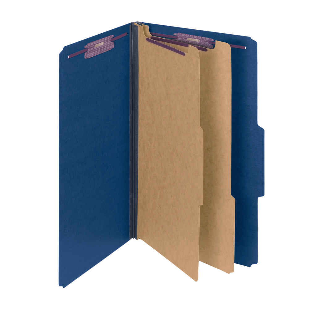 Chemises de classement colorées Smead - 25 pts - 2 intercalaires - Extension 2" - Format légal - Bleu foncé