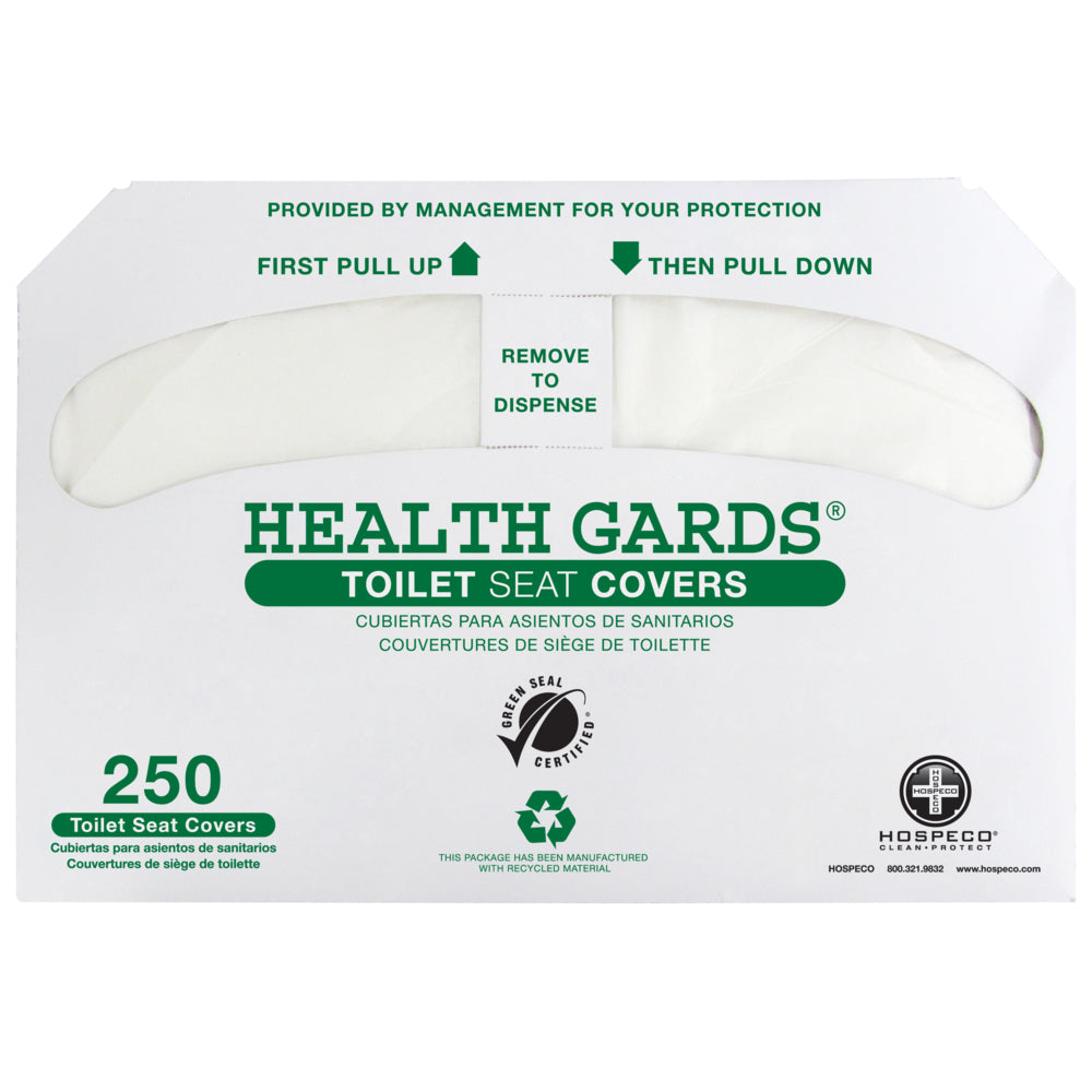 Housses de siège de toilette recyclables Hospeco Health Gards - Paquet de 250