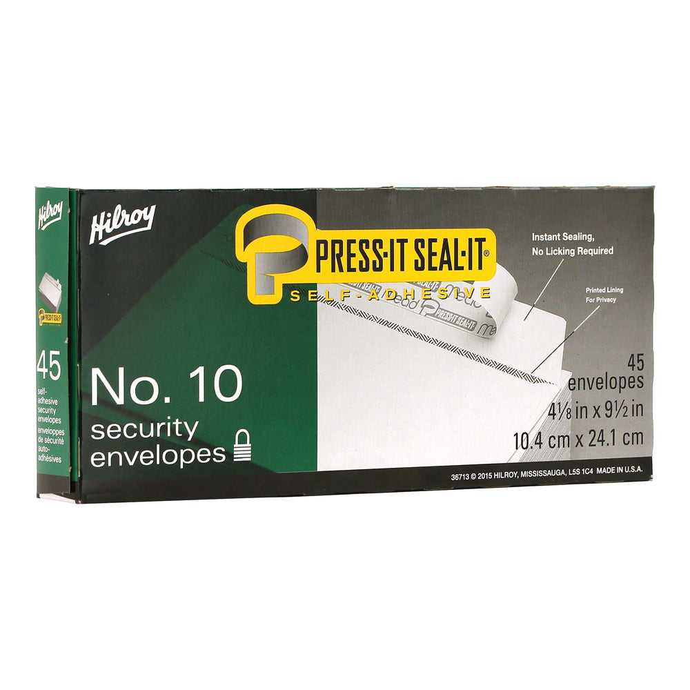 Enveloppes Hilroy Press-It Seal-It n° 10 en boîte - 20 lb - 4-1/8" x 9-1/2" - Blanches - Paquet de 45