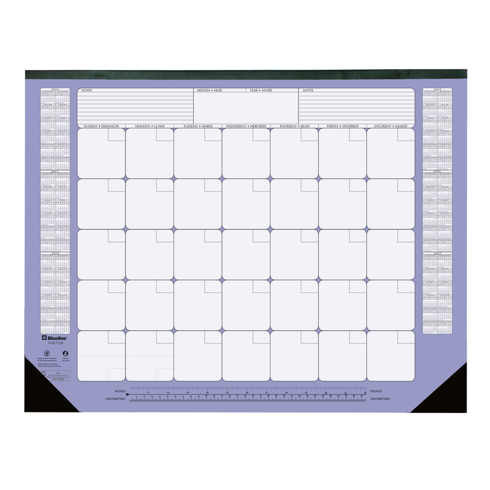 Blueline Undated 12 Month Calendar Desk Pad - 17" x 22"