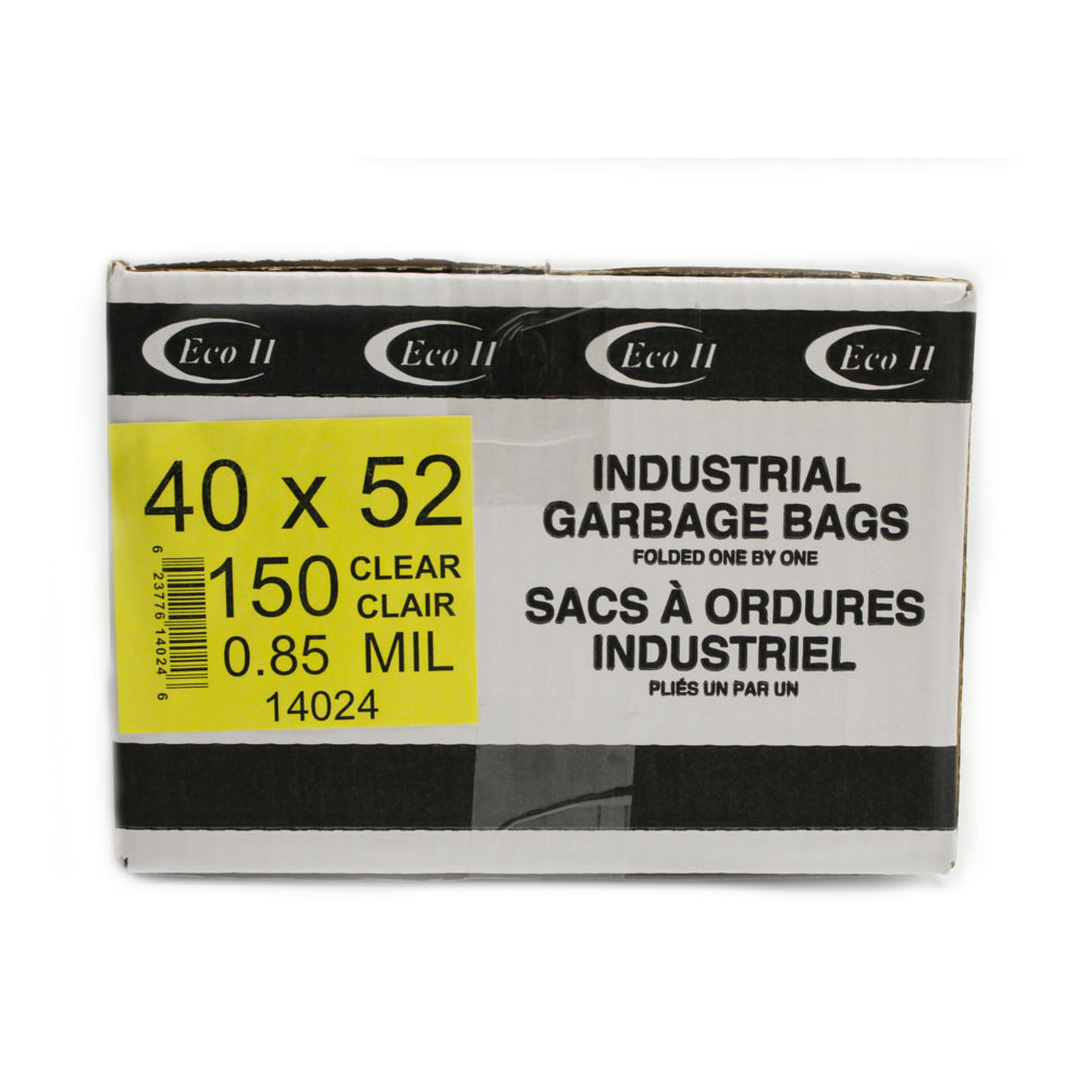 Eco II Garbage Bags - 40" x 52" - 0.85MIL - Clear - 150 Pack