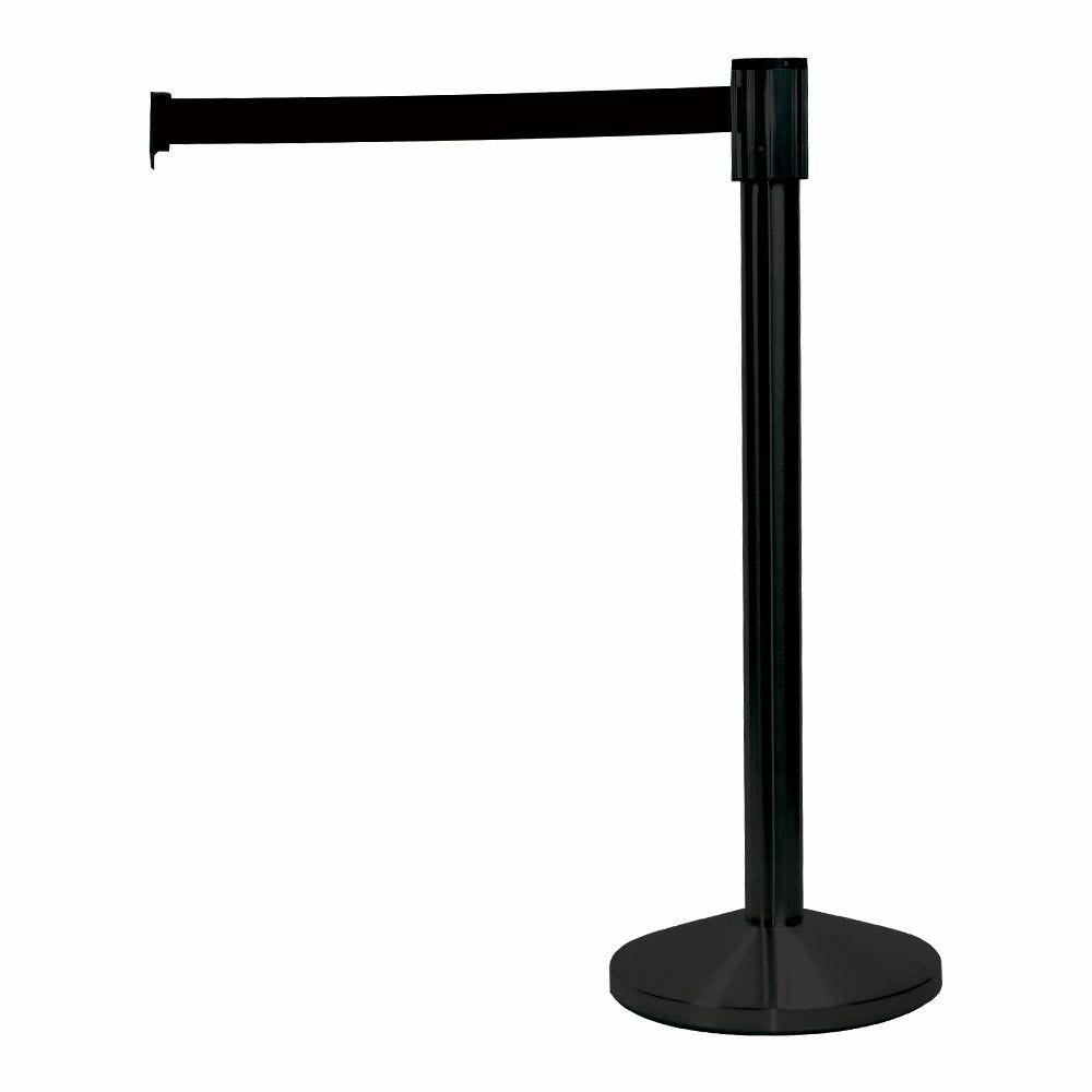 Eddie's Hang-Up Display Ltd. 4-Way Stanchion - 6-1/2' Retractable Belt - Black - 2 Pack