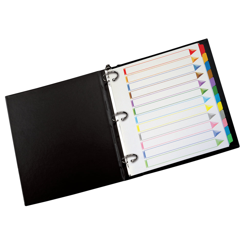 Intercalaires à onglets codés couleur Oxford Omni-Dex - 12 onglets - Couleurs assorties