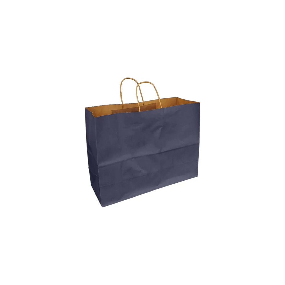Sac en papier kraft recyclé Eddie's - 40,6 cm (l) x 15,2 cm (p) x 30,5 cm (h) - Bleu marine - Paquet de 250
