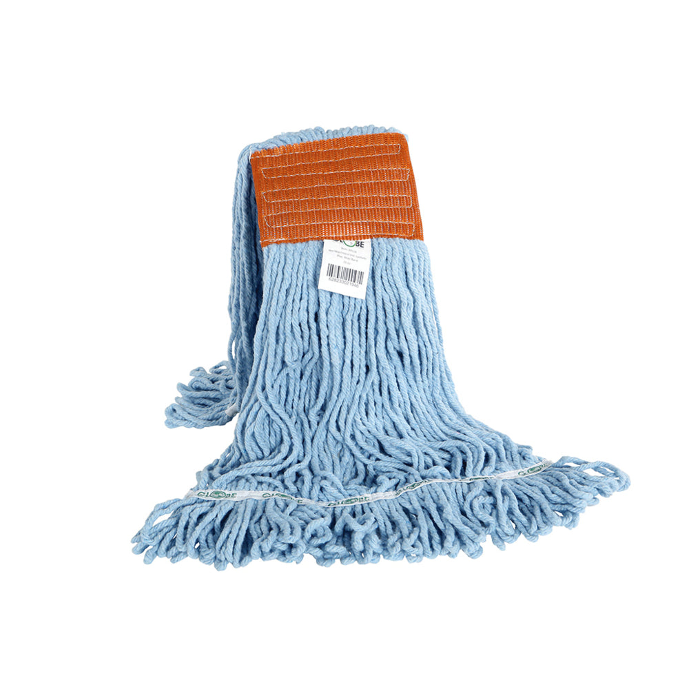 Globe Commercial Syn-Pro Synthetic Wide Band Wet Blue Looped End Mop - 24 Oz