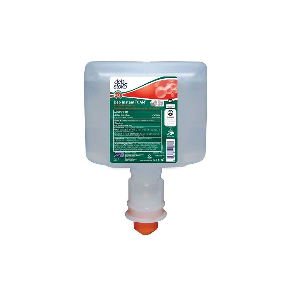Recharge de désinfectant pour les mains sans contact Deb InstantFOAM - 1 L - Paquet de 3