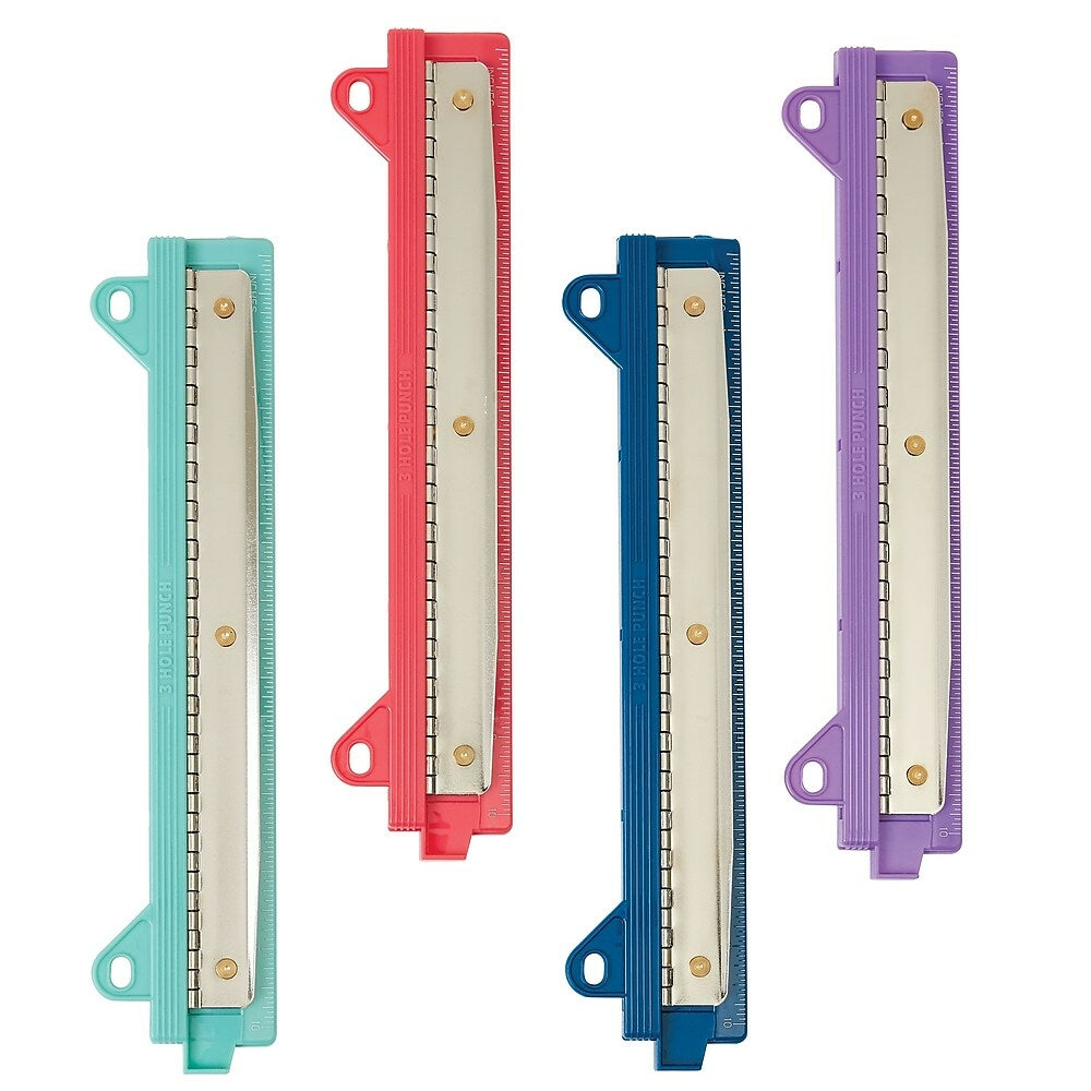 Carnet portable Staples avec perforatrice 3 trous - Capacité 3 feuilles - Couleurs assorties