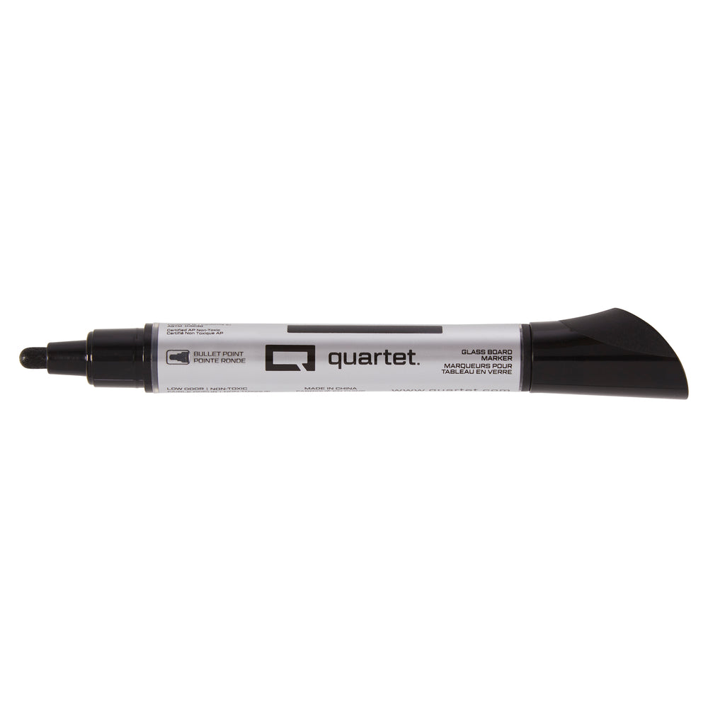 Quartet Premium Glass Board Markers - Bullet Tip - Black - 12 Pack
