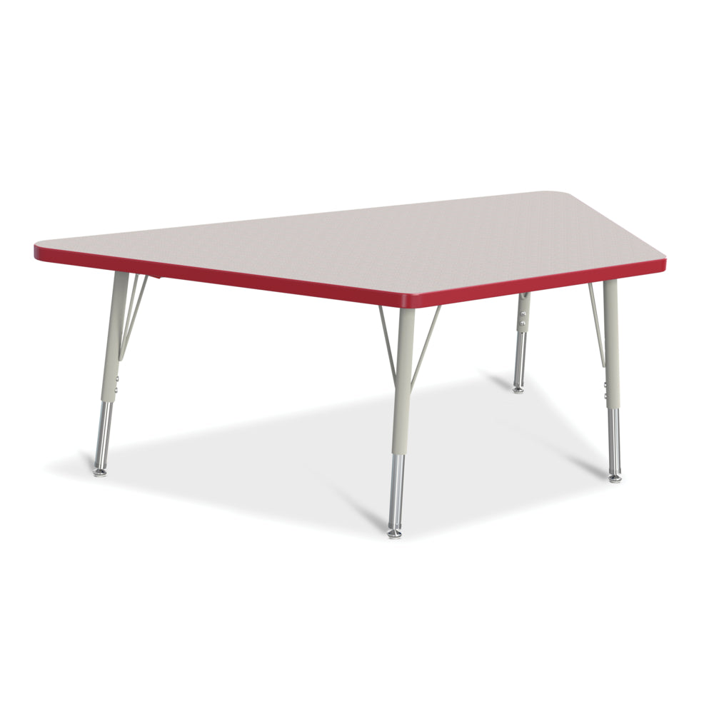 Jonti-Craft Berries Trapezoid Activity Tables - 30" X 60" - E-height - Freckled Gray/Red/Gray