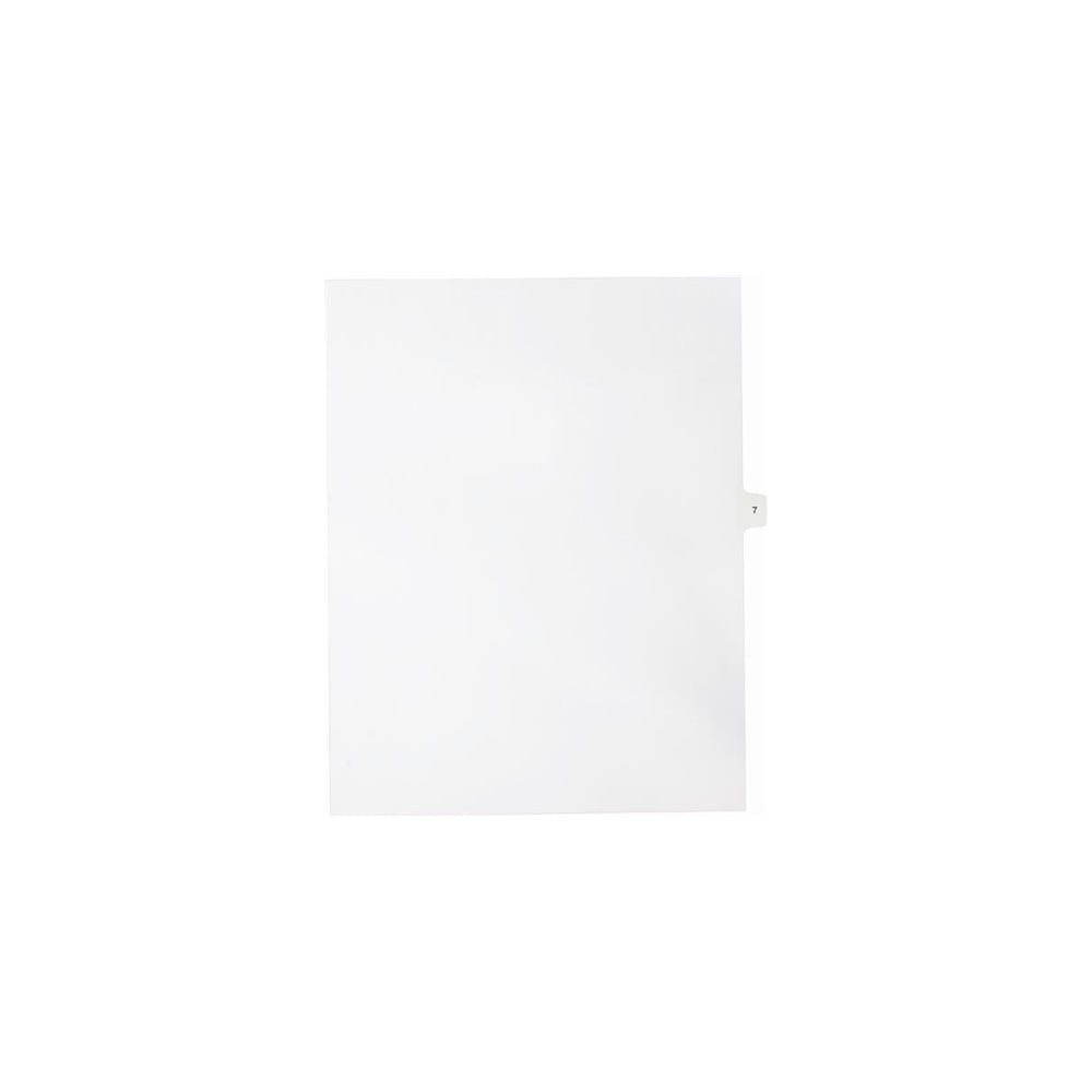 Sterling Numeric Singles Tabs, #7, White, Letter Size, 1/15th Cut, 25/pk