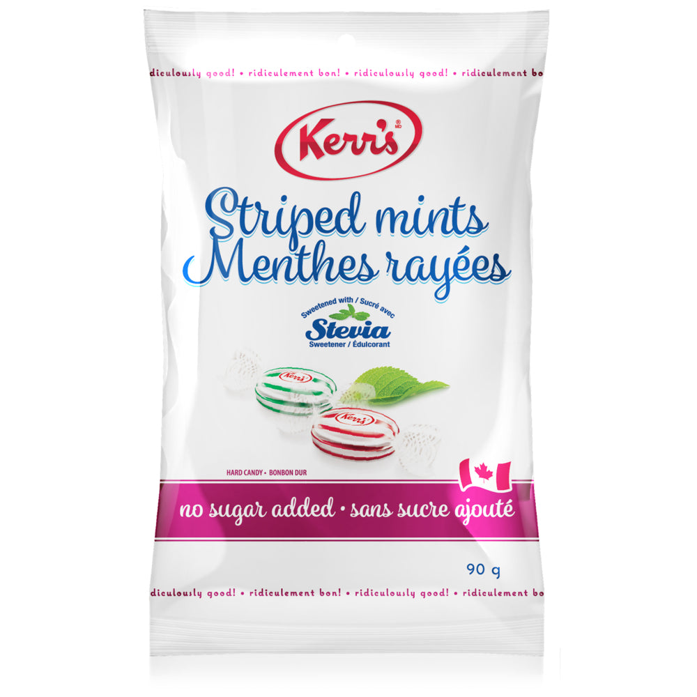 Bonbons Kerr's Light - Menthes rayées - Sans sucre ajouté