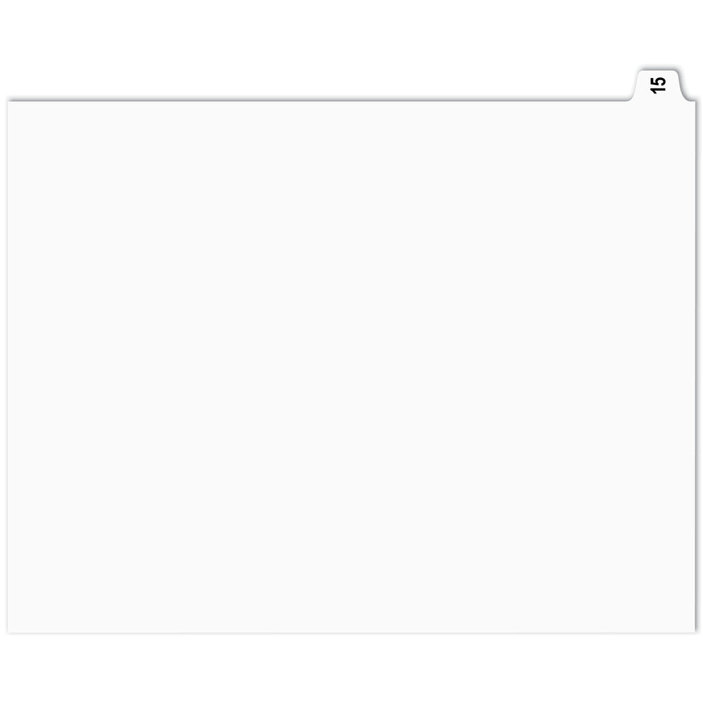 Apak Numerical Index Tabs - #15 - White - 8 1/2" x 11" - 1/15th Cut - 110 lb. - Unpunched - 25 Pack