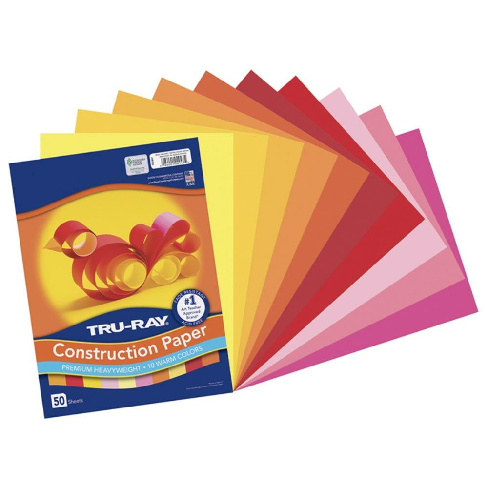 Tru-Ray Construction Paper, Warm Assorted, 22.9cm x 30.5cm, 50 Sheets/pkg