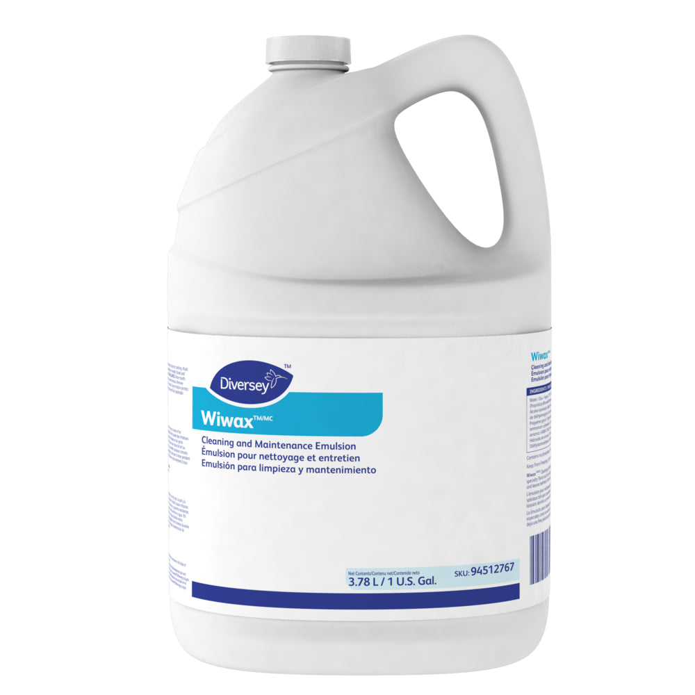 Diversey WiwaxTM/MC Cleaning & Maintenance Emulsion - 3.78L - White with an ammonia scent