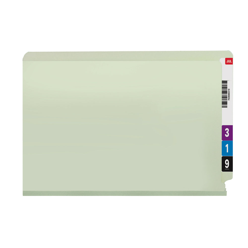 Chemise de classement Smead en carton comprimé avec onglets latéraux et 2 attaches SafeSHIELD - Format légal - Vert - Paquet de 25