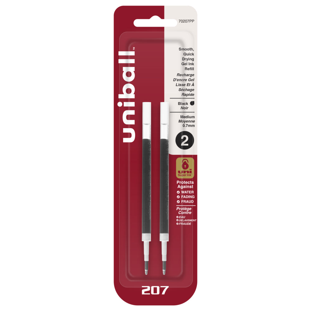 uni-ball 207 Retractable Gel Pen Refills - Medium Point (0.7mm) - Black - 2 Pack