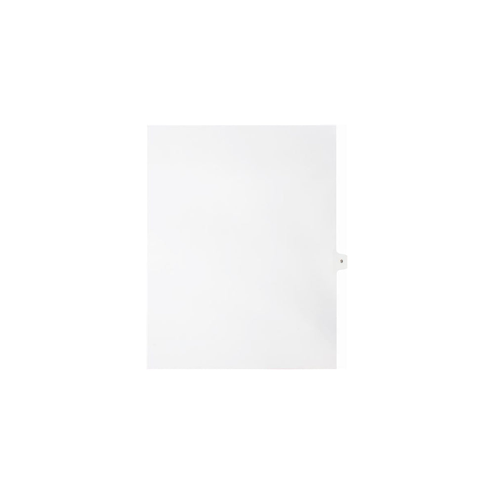 Sterling Numeric Singles Tabs, #9, White, Letter Size, 1/25th Cut, 25/pk