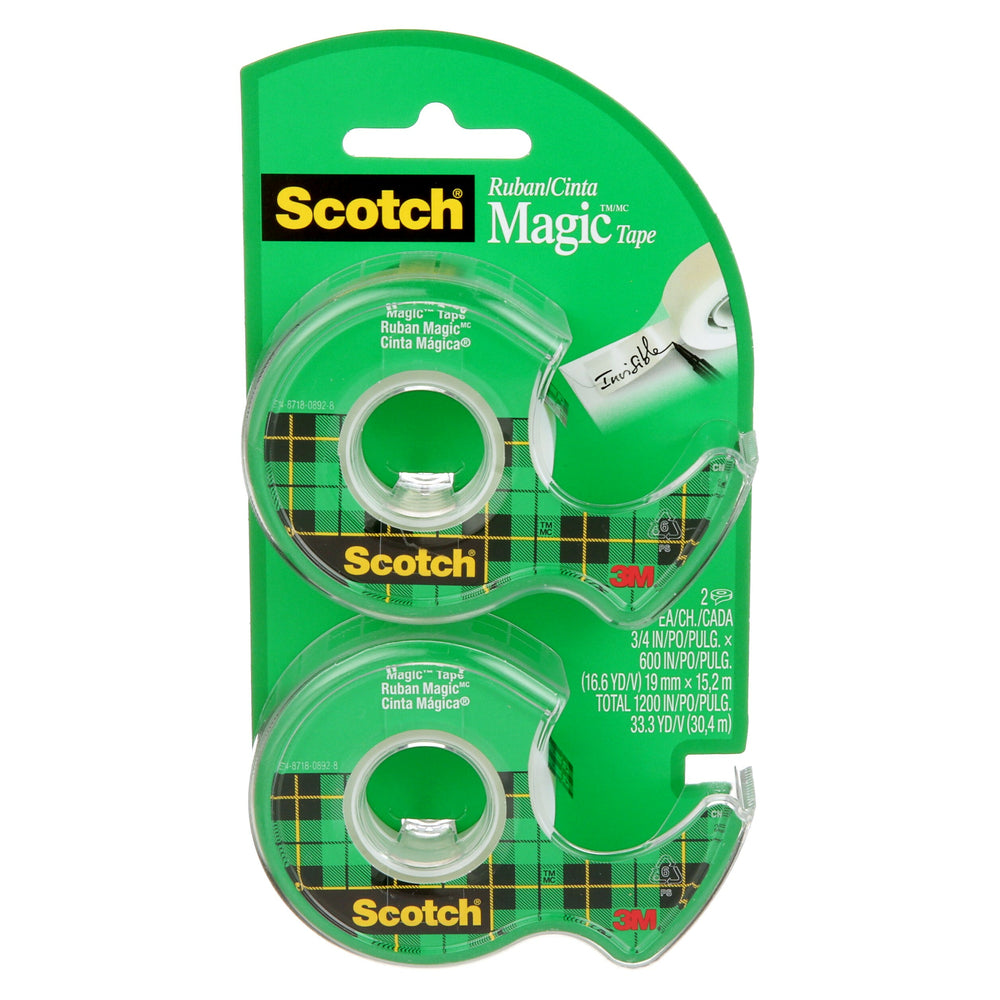 Scotch Magic Tape with Dispenser - 0.75 in W x 600 in L - 2 Pack