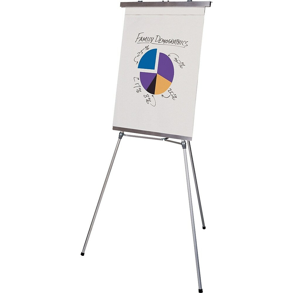 Chevalet double usage Staples Tri-Max, support pour bloc-notes pour tableau de conférence, argent