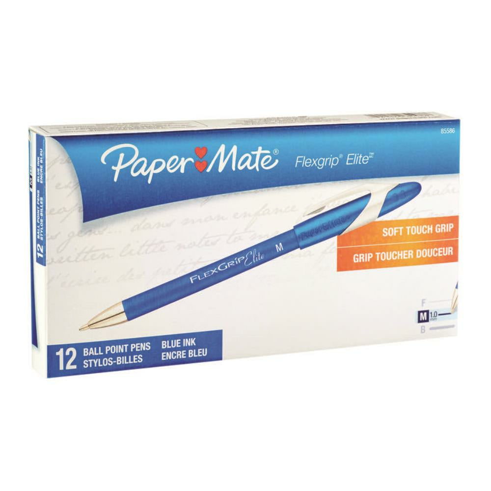 Stylos à bille Paper Mate Flexgrip Elite - 1,0 mm - Bleu - Lot de 12