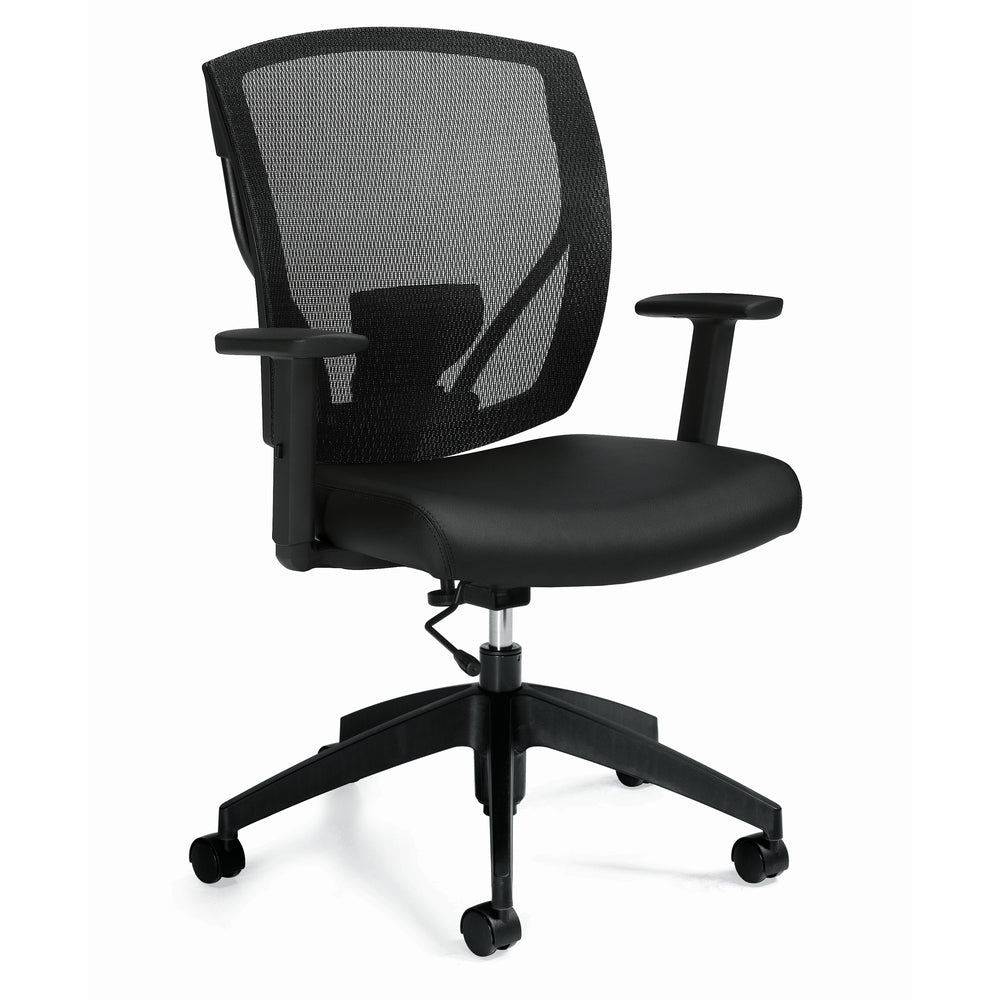 Chaise de bureau Global Ibex avec dossier en maille et accoudoirs réglables en hauteur et en profondeur d'assise - Noir