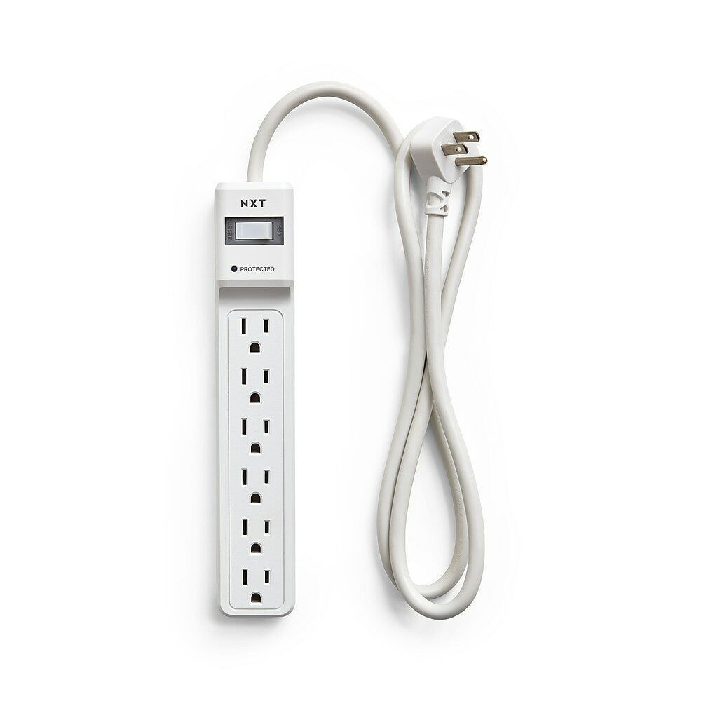 NXT Technologies NX54312-CA NX54312, 6-Outlet Surge Protector, 4ft, 600 Joules - White