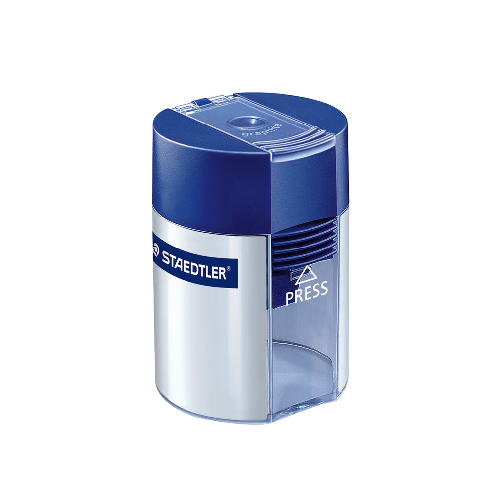 Taille-crayon Staedtler en métal avec réceptacle rond - 1 trou - Argent