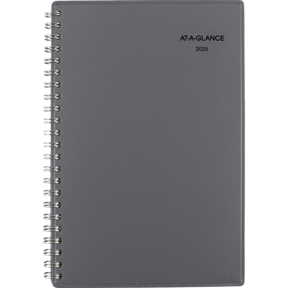 AT-A-GLANCE 2025 Traditional Weekly/Monthly Planner - 8" H x 5" W - Grey - Bilingual