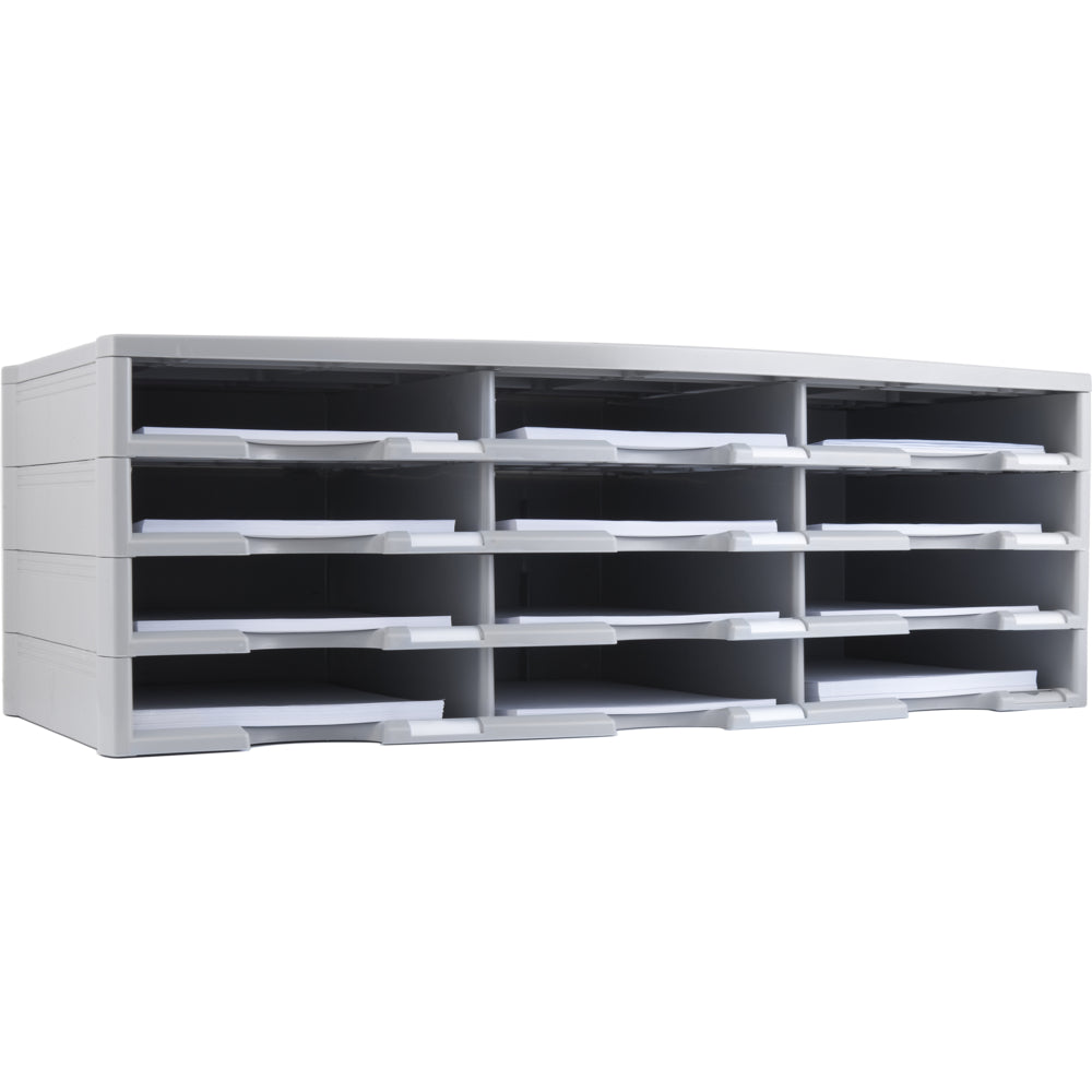 Storex 12-Compartment Literature Organizer, Grey