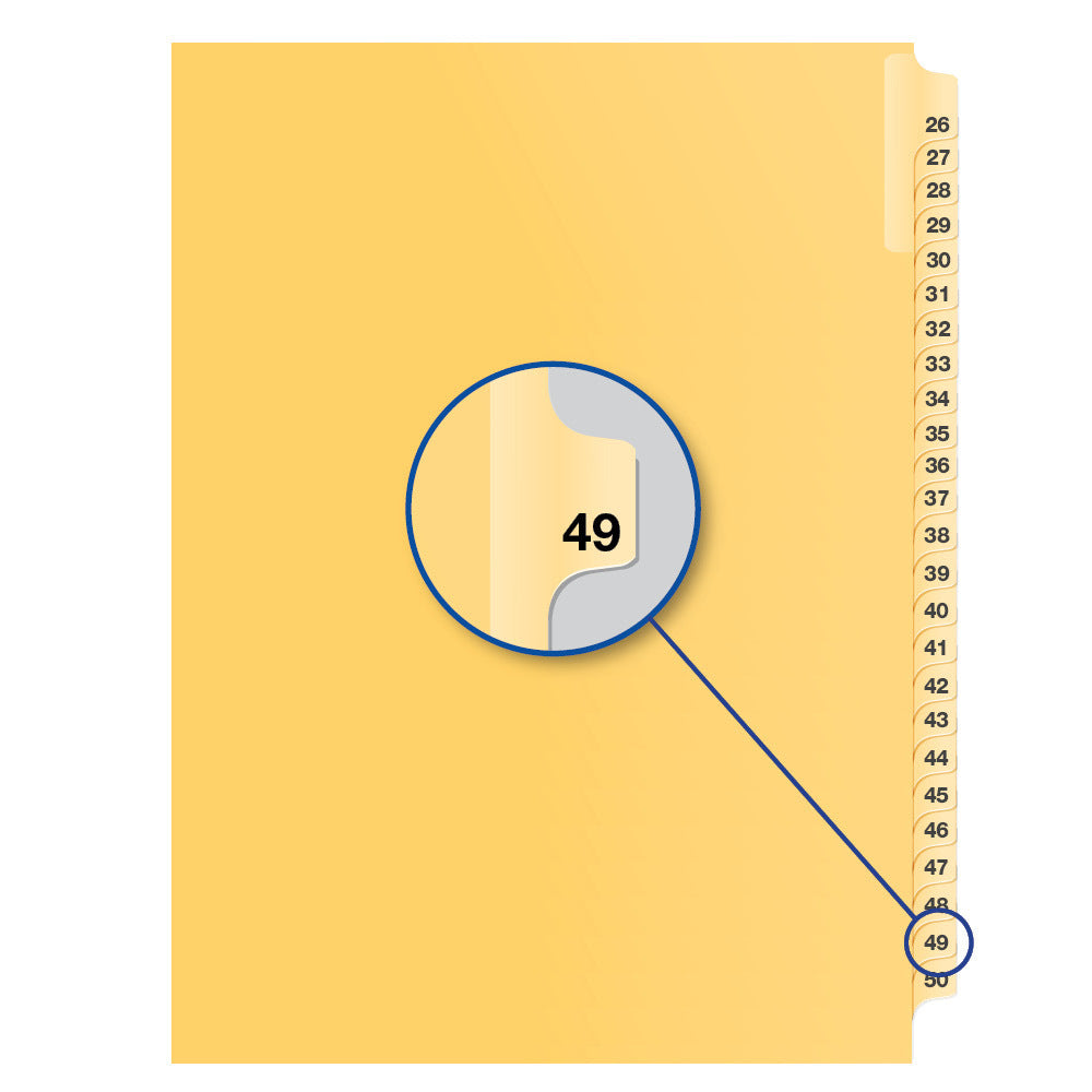 Legal Exhibit Dividers Buff #49 Letter Size, Pack of 25