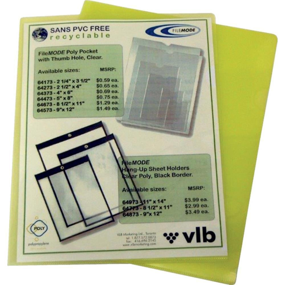 Pochettes de protection pour dossiers VLB Filemode - 28 x 21,5 cm - Jaune - Paquet de 10