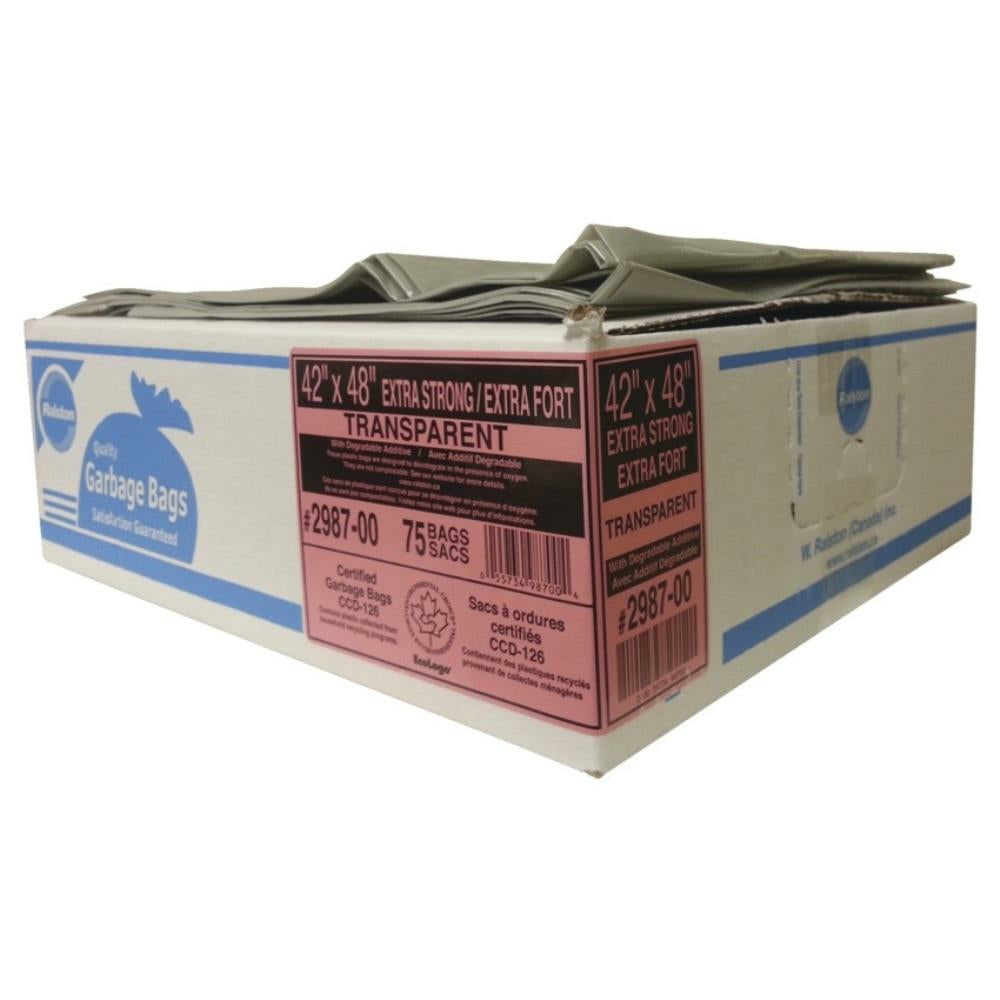 Ralston Industrial Clear Garbage Bag - 42" x 48" - 75 Pack