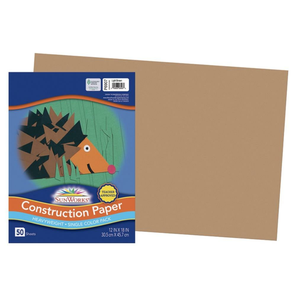Papier de construction SunWorks, marron clair, 30,5 cm x 45,7 cm, 50 feuilles/paquet.