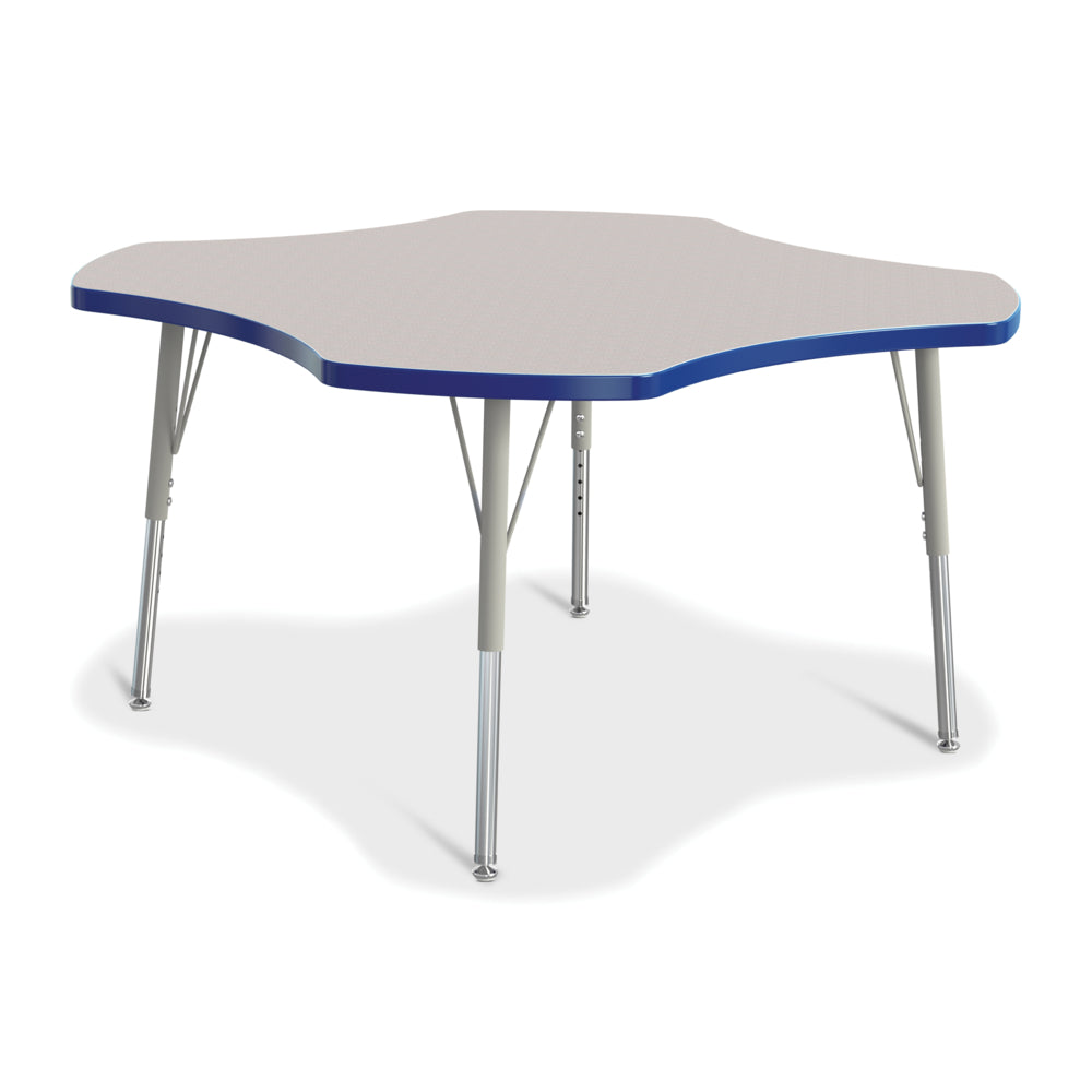 Jonti-Craft Berries Four Leaf Activity Table - 15-24"H - Freckled Grey/Blue