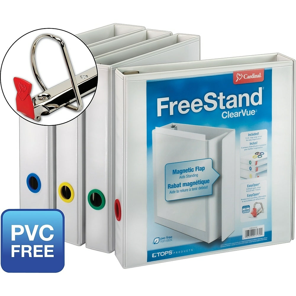 Classeur blanc autoportant Cardinal 3" avec anneaux en D inclinés