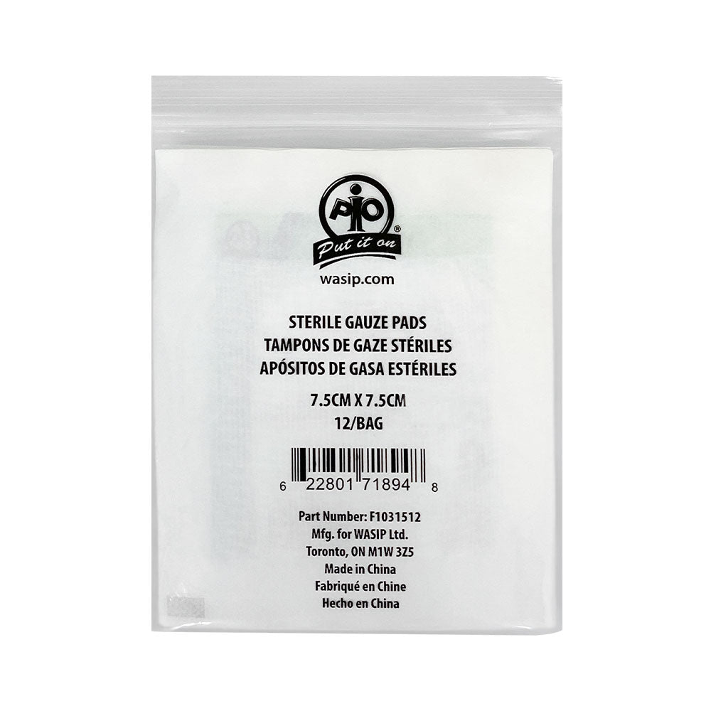 Compresses de gaze Wasip - 7,5 cm x 7,5 cm - Paquet de 12