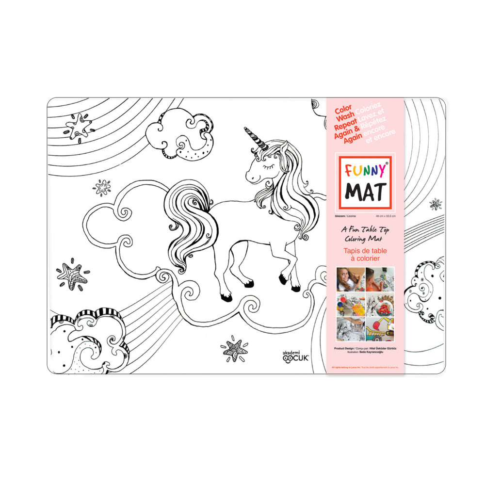 Funny Mat Table Top Colouring Mat - 19" L x 13" W - Unicorn