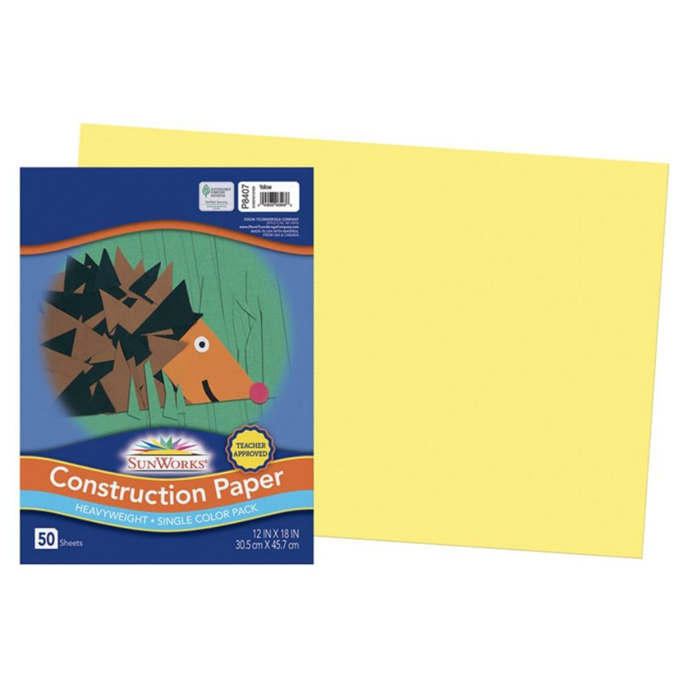Papier de construction SunWorks, jaune, 30,5 cm x 45,7 cm, 50 feuilles/paquet