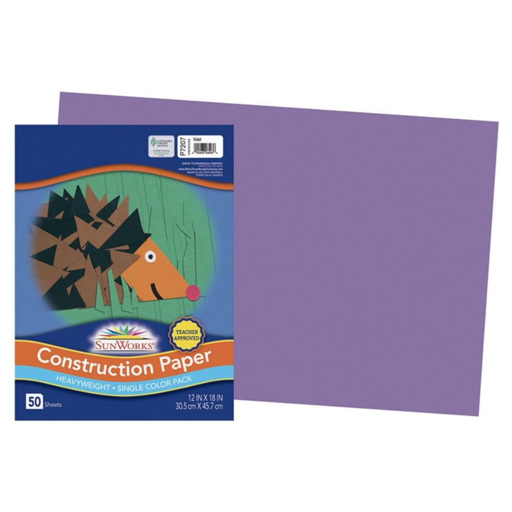 Papier de construction SunWorks, violet, 30,5 cm x 45,7 cm, 50 feuilles/paquet.