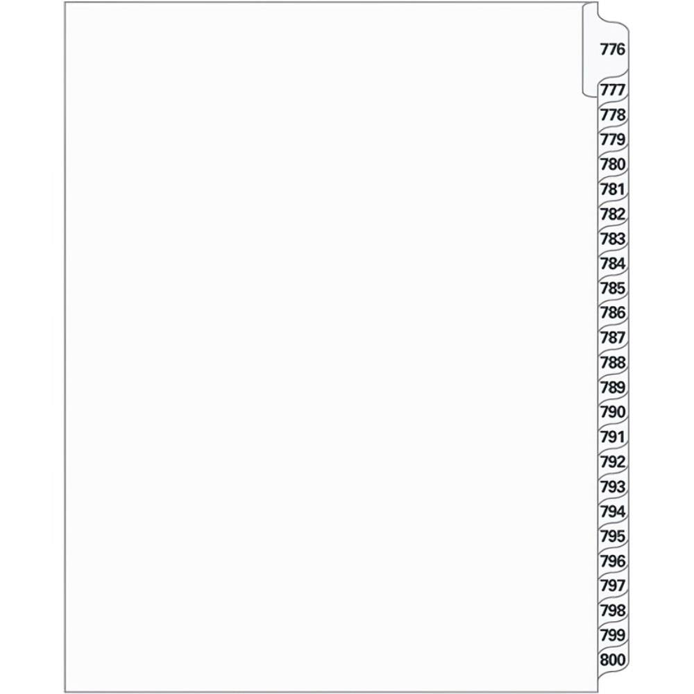 Supreme Litigation Tabs 25th Cut Numeric Set 11" White #776-800
