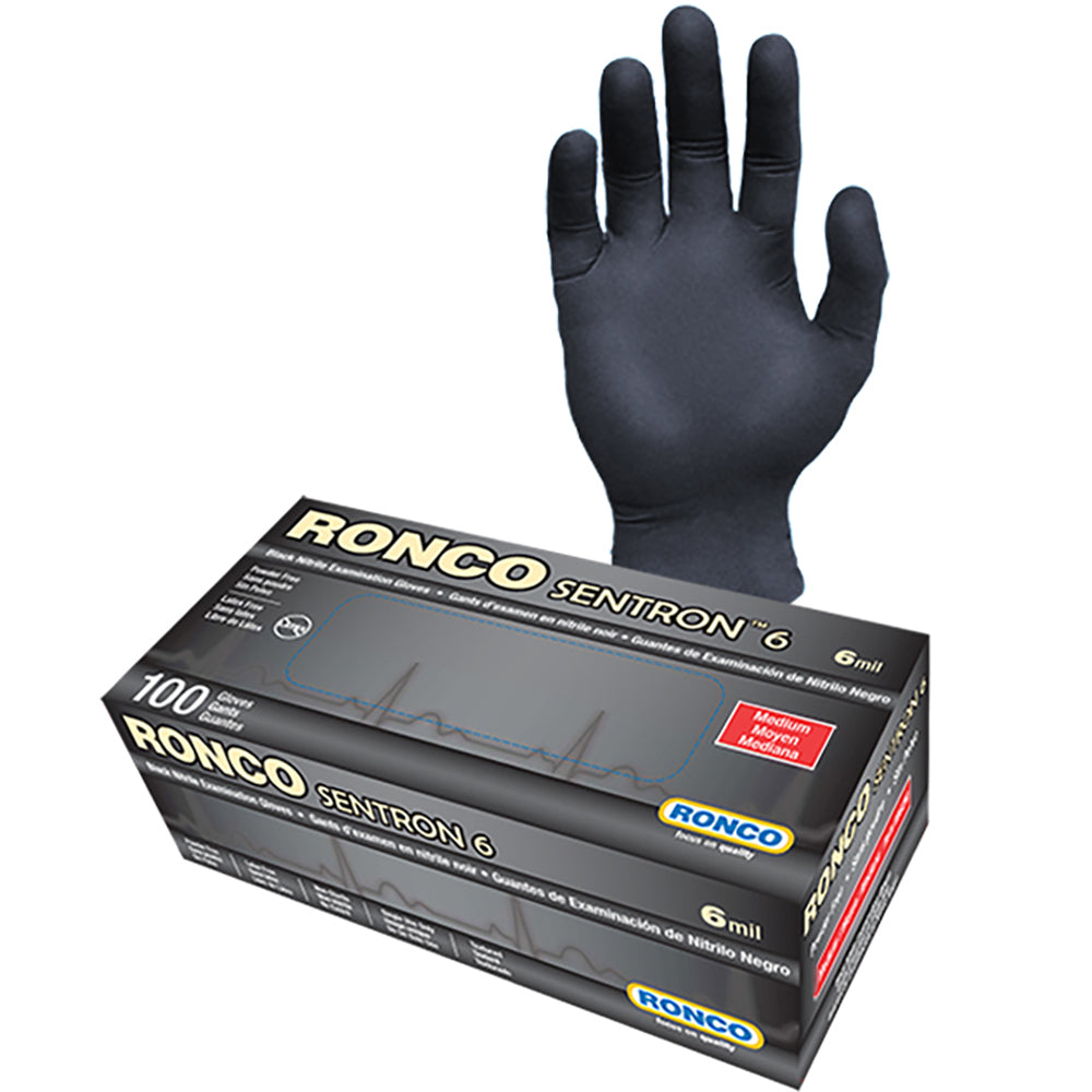 Gants en nitrile Ronco Sentron - Noir - Taille M - Paquet de 100