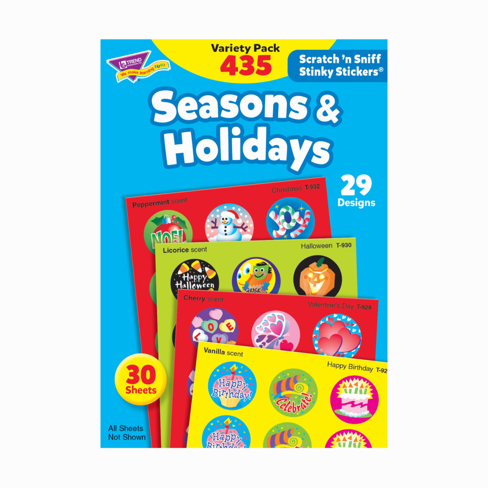 TREND enterprises Scratch 'n Sniff Stinky Stickers Variety Pack - 1" - Seasons and Holidays - 435 Pack