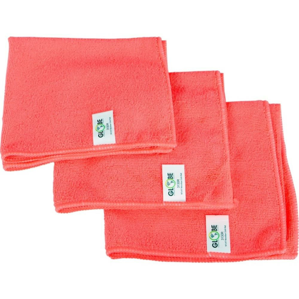 Chiffons en microfibre Globe Commercial Products – Rouge – Paquet de 10