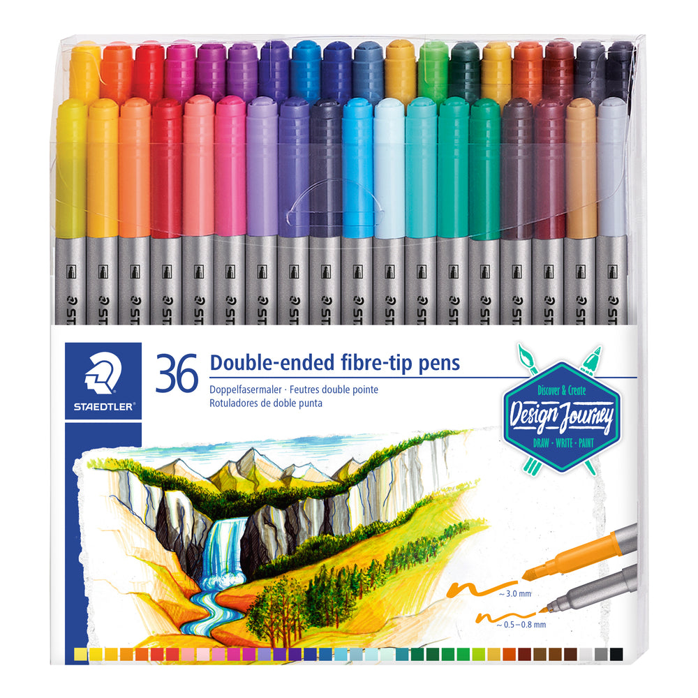 Stylos à pointe fibre Staedtler Duo-Color, lot de 36