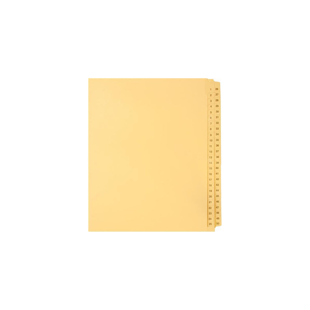 Onglets numériques Sterling, n° 1 à 50, chamois, format lettre, coupe 1/25e, 50/jeu, 1/pqt