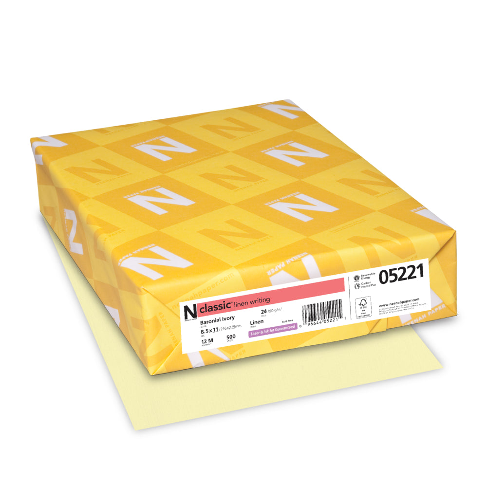 Spicers Classic Linen Writing Paper - 8.5" x 11" - 24 lb - Baronial Ivory - FSC - 500/Pack