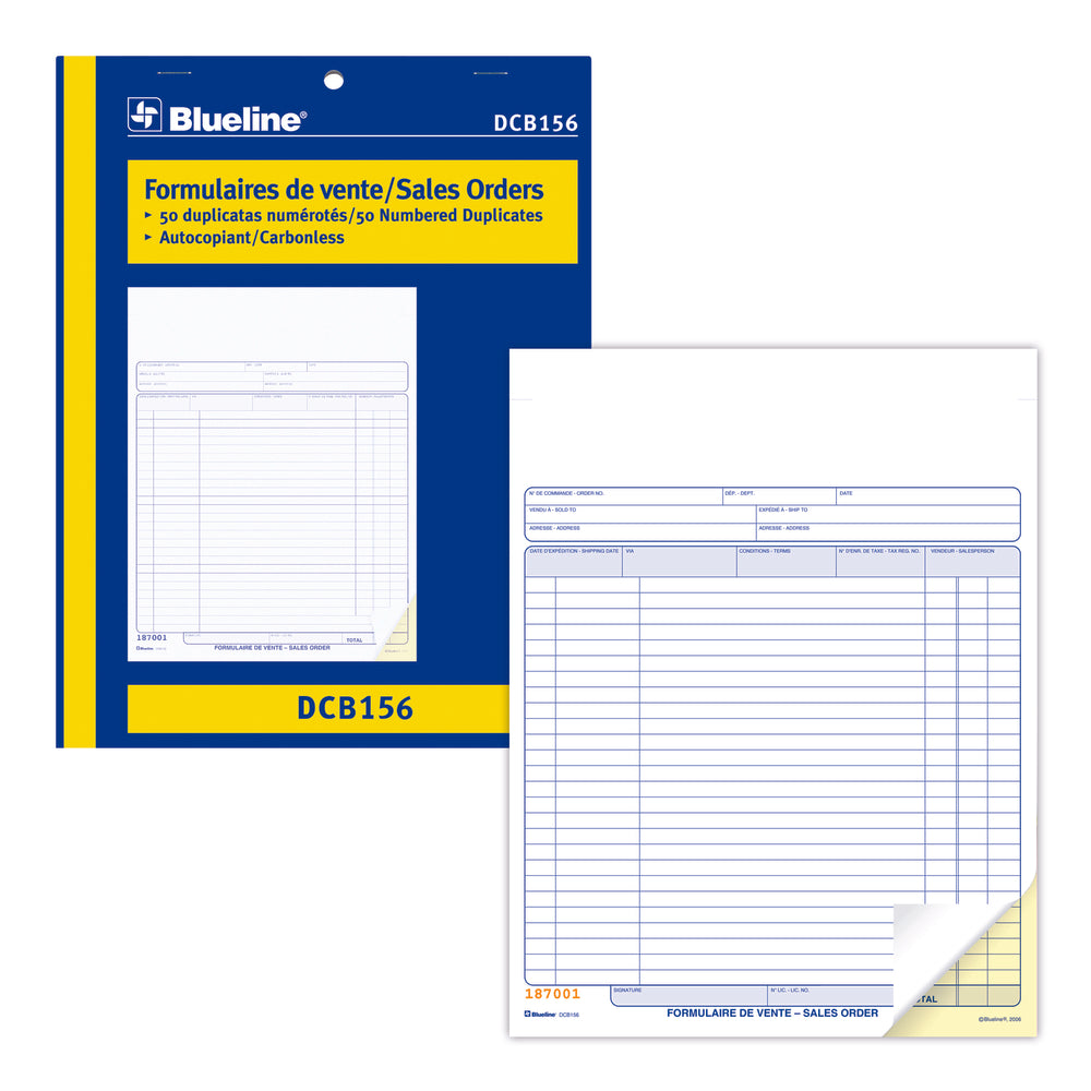 Blueline DCB156 Carnet de commandes bilingue - 50 exemplaires