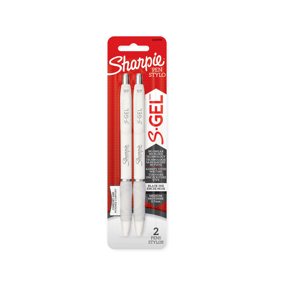 Sharpie S-Gel Gel Pens - 0.7mm - White Body - Black Ink - 2 Pack