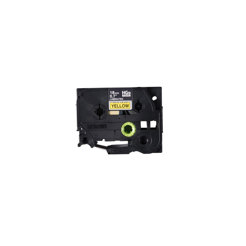 Ruban laminé Brother haute qualité avec adhésif standard – 18 mm – Noir sur jaune – Lot de 5