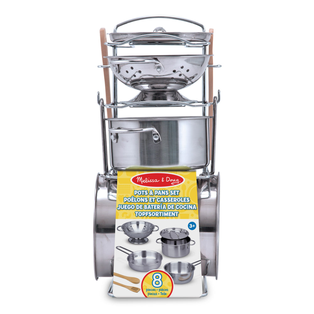 Ensemble de jeu de casseroles et poêles en acier inoxydable Melissa & Doug
